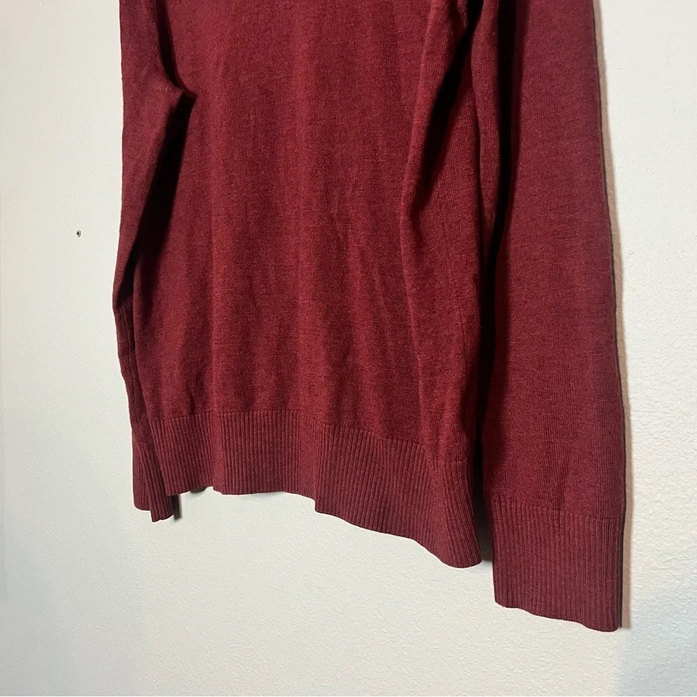 Banana Republic Extra Fine Merino Wool Red Burgundy V-Neck Sweater Mens Large